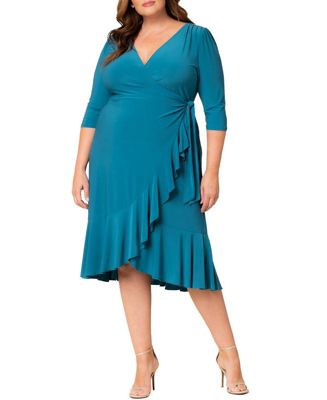 Women's Plus Size Whimsy Ruffled Midi Wrap Dress