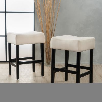 Set Of 2, 26.75" Backless Leather Counter Height Barstool