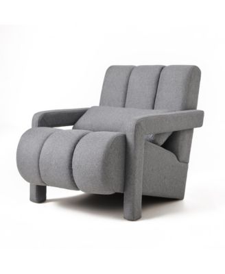 Linen Accent Chair with Pillow, Grey