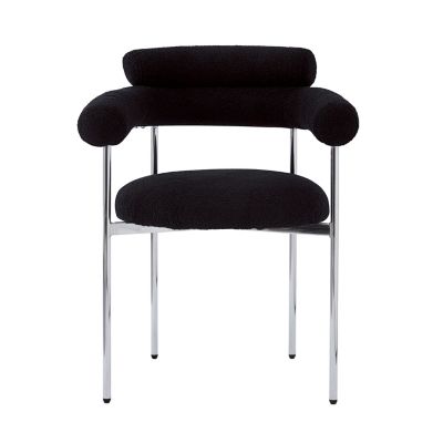  Upholstered Armchair Dining Chairs With Metal Legs (Set of 2),Black