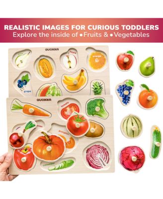 8XSET Wooden Puzzles for Toddlers 2-4 with Rack - Alphabet, Numbers