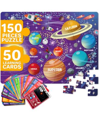 150 Pcs Jigsaw Puzzles for Kids Ages 8-10 - 400+ Facts on 50 Flashcards