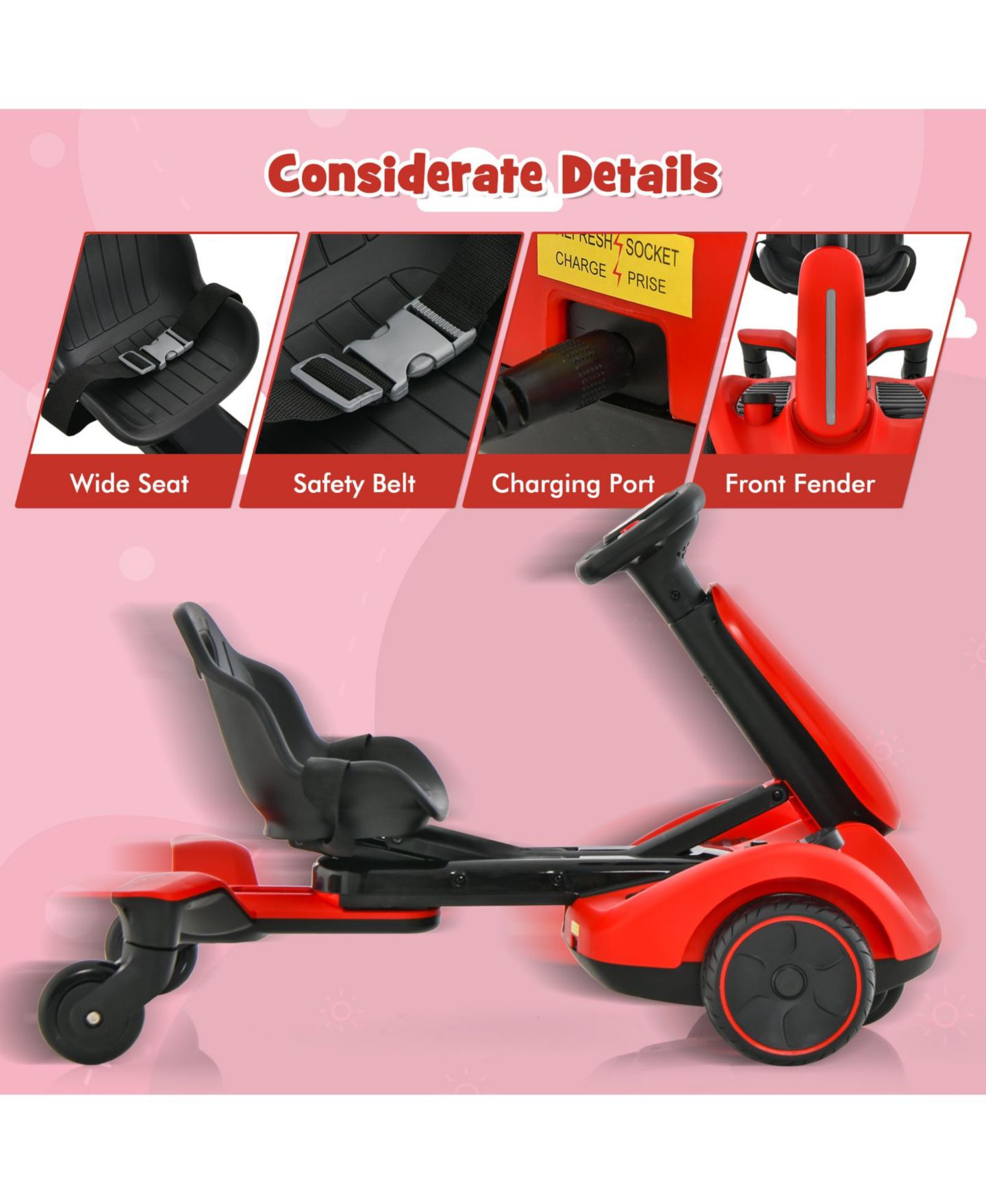 Детская игрушка HONGGE 6V Kids Ride-On Drift Car with 360-Degree Spin and Adjustable Heights, Ages 3+ — фото 2