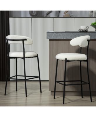 26" Counter Bar Stools with Fabric and Black Base