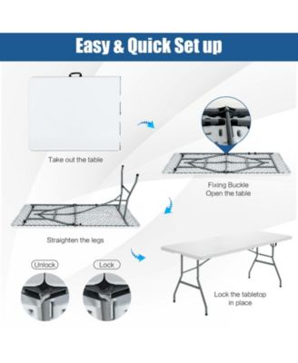 6 FT Portable Folding Camping Table with Carrying Handle for Picnic
