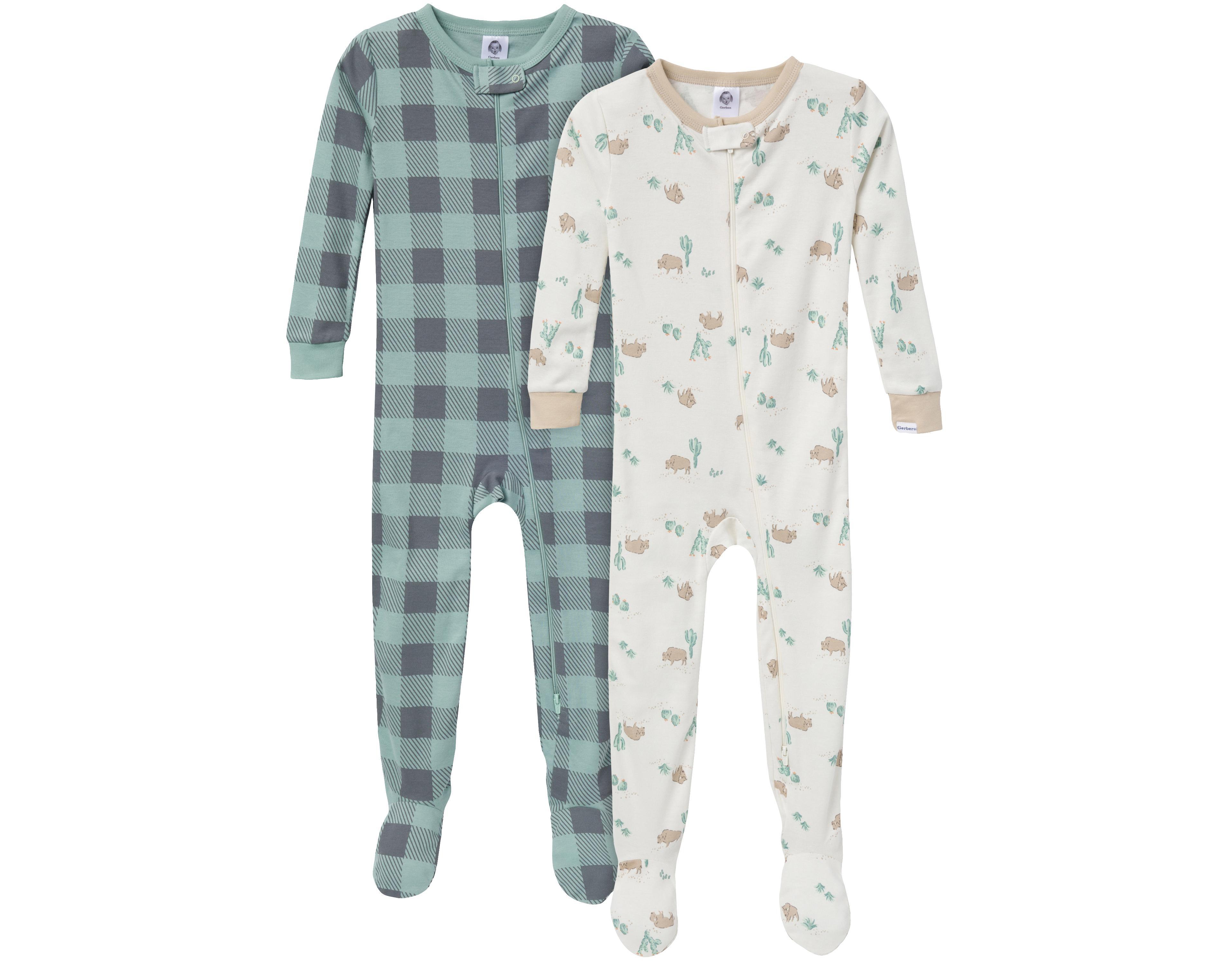 Gerber Toddler Boys Snug Fit Footed Pajamas, 2-Pack, Desert Animals