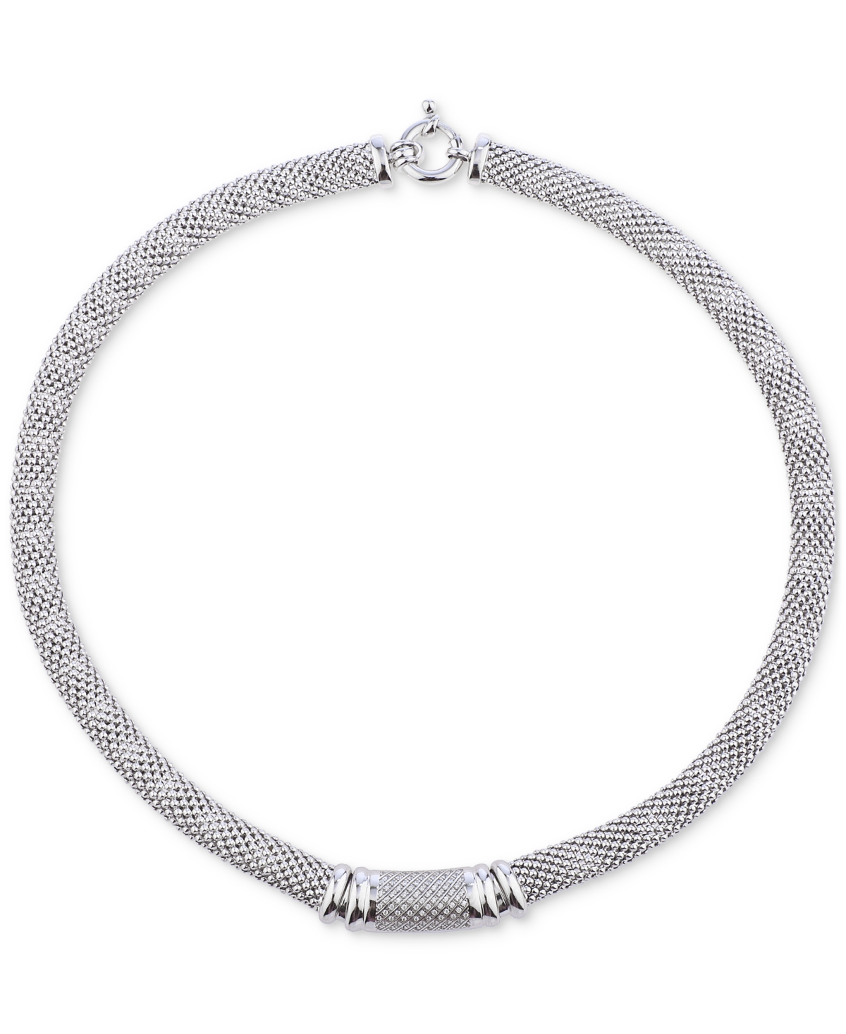 MACY'S DIAMOND PAVE DEW DROP BAR MESH 18" COLLAR NECKLACE (3/4 CT. T.W.) IN STERLING SILVER 
