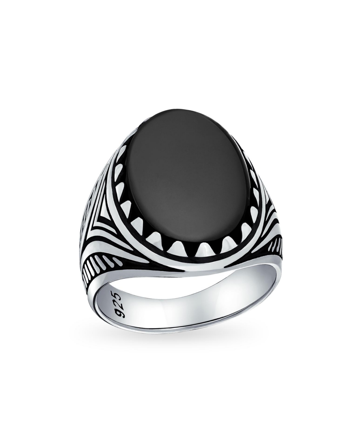 Natural Stone Oval Cabochon Western Claw Ring Sterling Silver - Black