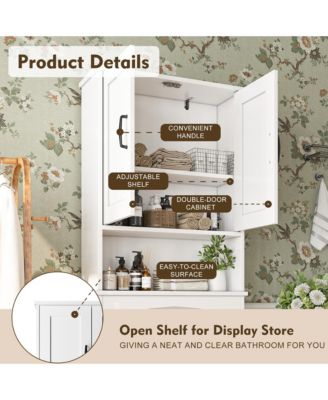 23.62 in. W x 65.39 in. H x 8.27 in. D Over The Toilet Storage with Adjustable Shelves for Bathroom and Laundry