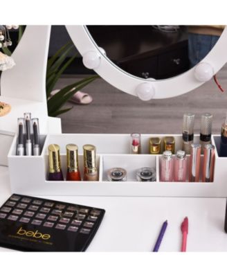 10 Dimmable Lights Vanity Table Set with Lighted Mirror and Cushioned Stool