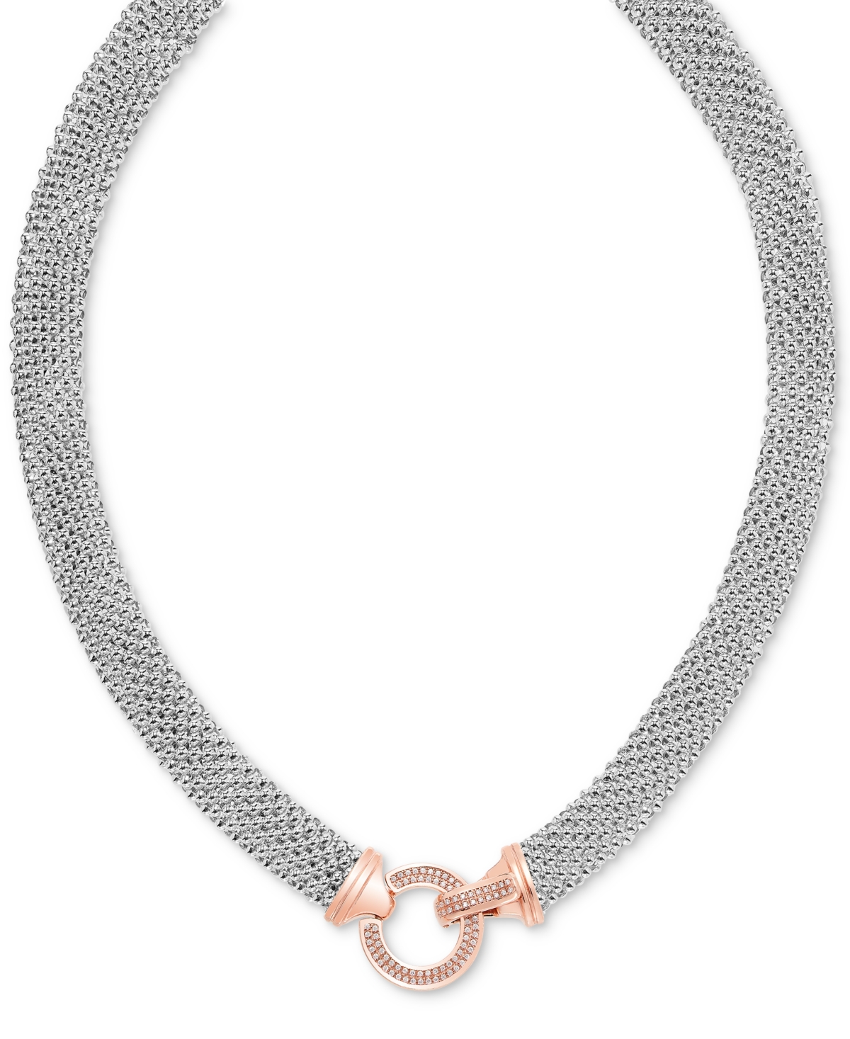 Diamond Pave Circle Clasp Mesh Link 18