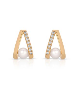 Pave and Mother of Pearl Drop Earrings