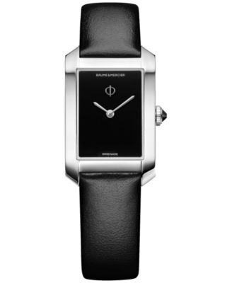 Baume & Mercier - Women's Swiss Hampton Black Leather Strap Watch 35x22mm