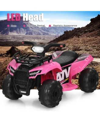 6V Kids ATV Quad Electric Ride On Car with LED Light and MP3-Pink