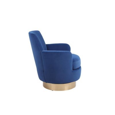 Navy Velvet Swivel Barrel Chair with Gold Base