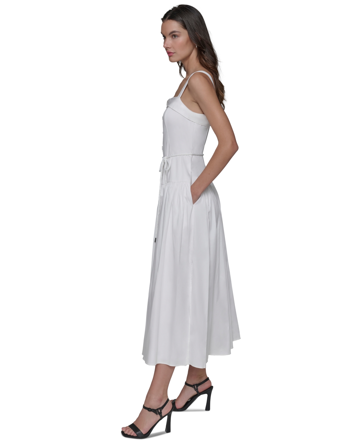 Karl Lagerfeld Paris Women's Button-Front Rope-Belt Maxi Dress