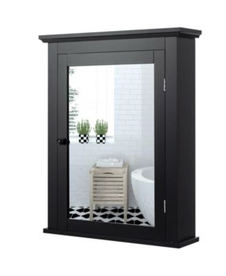Wall Mounted Bathroom Mirror Cabinet with 5-level Height-adjustable Shelf