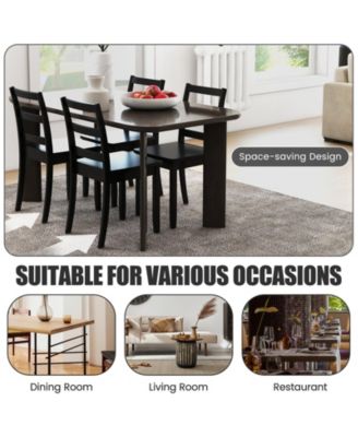 Set of 2 Wood Dining Chairs with Solid Rubber Wood Legs-Black