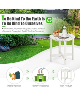 18 Inch Round Weather-Resistant Adirondack Side Table-White