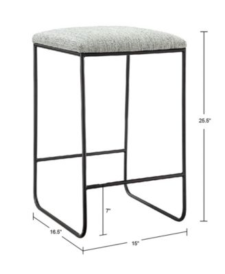 Martha Stewart Hastings 25.5"H Modern Metal Counter Stool with Footrest and Cushioned Seat
