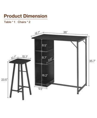 3-Piece steel metal 3 Tier Storage Shelves, Space Saving  Bar Table Set