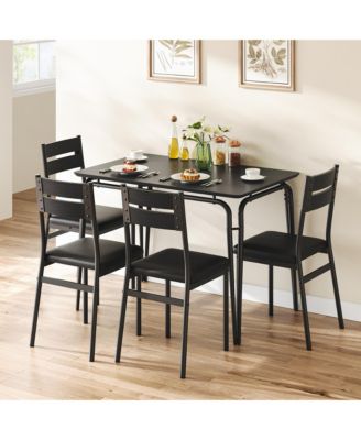 5 Piece MDF Dining Table for 4, Small Table and Chairs Set of 5, Dinette Set for 4