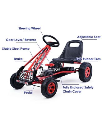 4 Wheels Kids Ride On Pedal Powered Bike Go Kart Racer Car Outdoor Play Toy