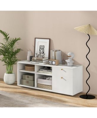  42.5"  Metal Storage Cabinet TV Console Cabinet with 2 Drawers and 4 Cubes for Entryway