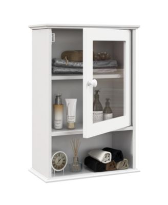 Bathroom Wall Mounted Adjustable Hanging Storage Medicine Cabinet-White