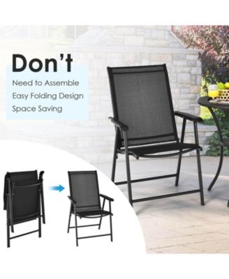 Set of 2 Outdoor Patio Folding Chair with Ergonomic Armrests-Black