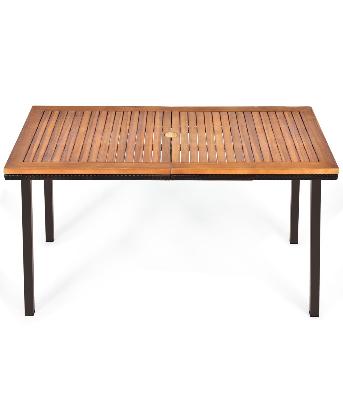 Sugift Patio Acacia Dining Table with Umbrella Hole