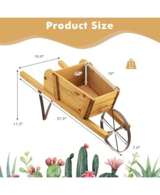 Wooden Wagon Planter with 9 Magnetic Accessories for Garden Yard
