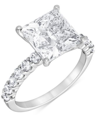Badgley Mischka - Certified Lab Grown Diamond Solitaire Plus Princess-Cut Engagement Ring (4 ct. t.w.) in 14k White Gold