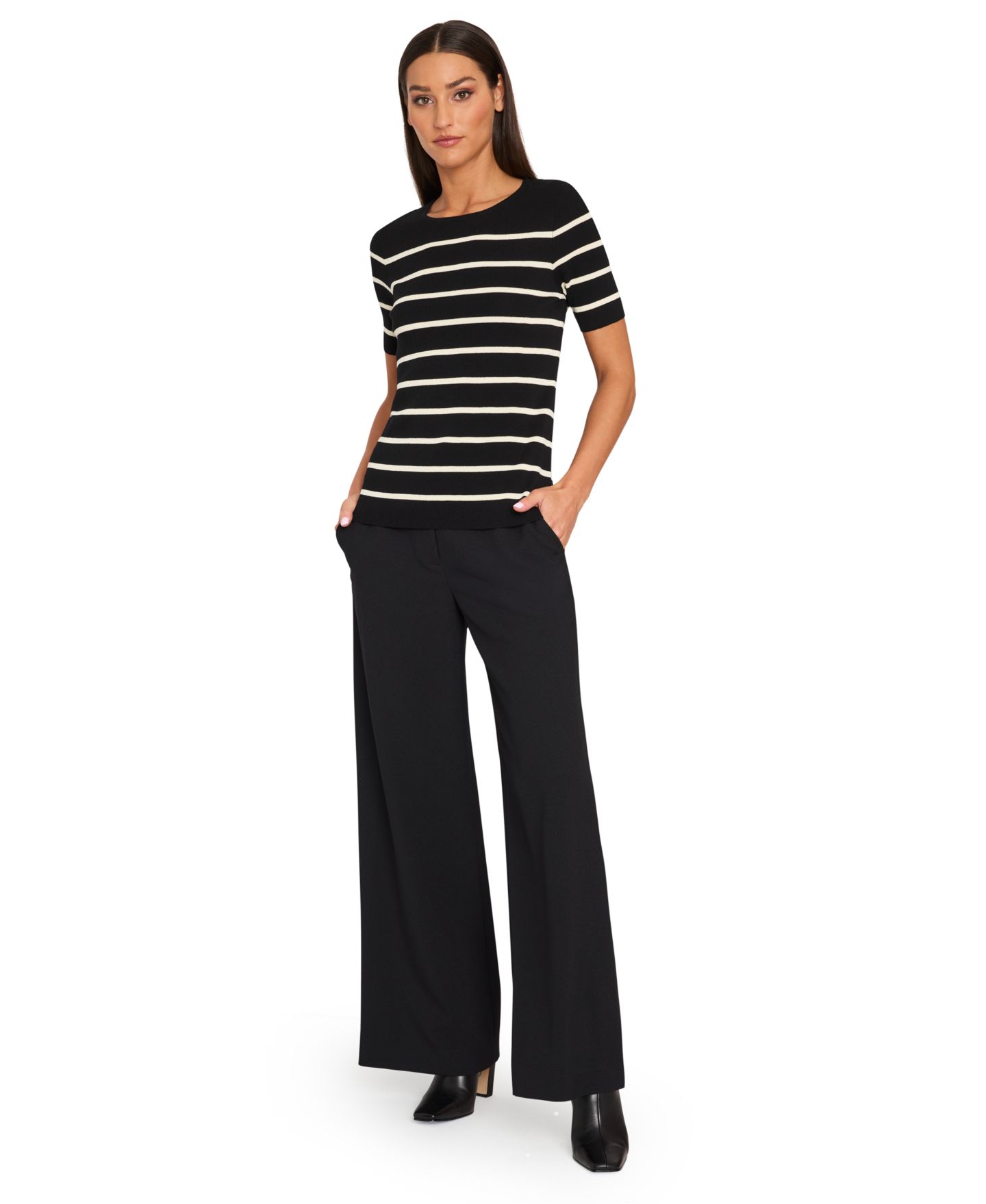 Женские брюки Tahari ASL Mid-Rise Wide Leg, цвет: Чёрный — фото 2