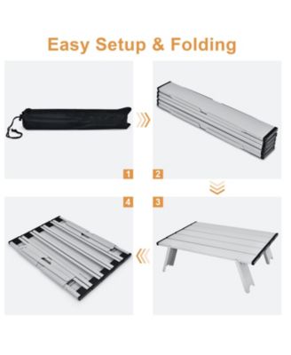 2 Packs 5-Position Outdoor Folding Backpack Beach Table Chair Reclining Chair Set-Yellow