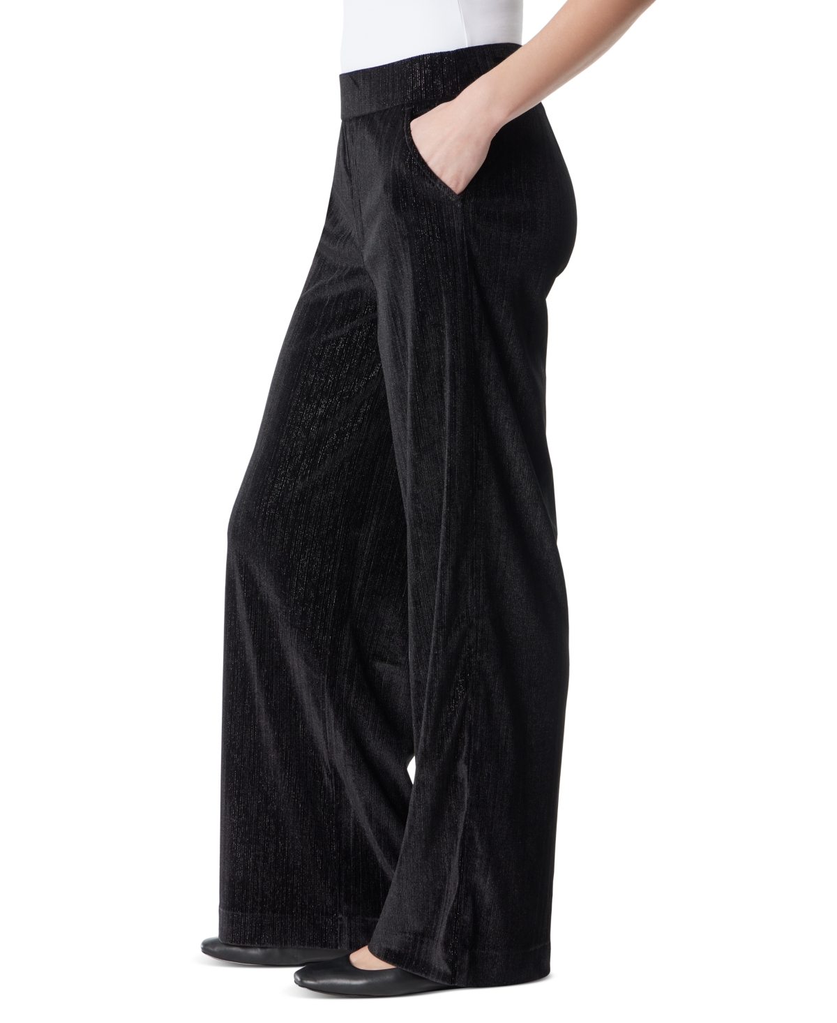 Gloria Vanderbilt Women's Shape Effect Metallic Wide-Leg Pants -silver