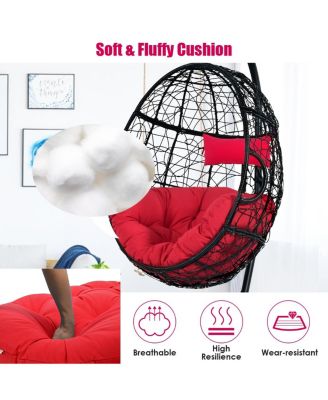 Hanging Cushioned Hammock Chair with Stand-Red
