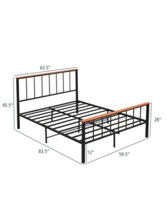 Queen Bed Frame with Headboard and Footboard-Queen Size