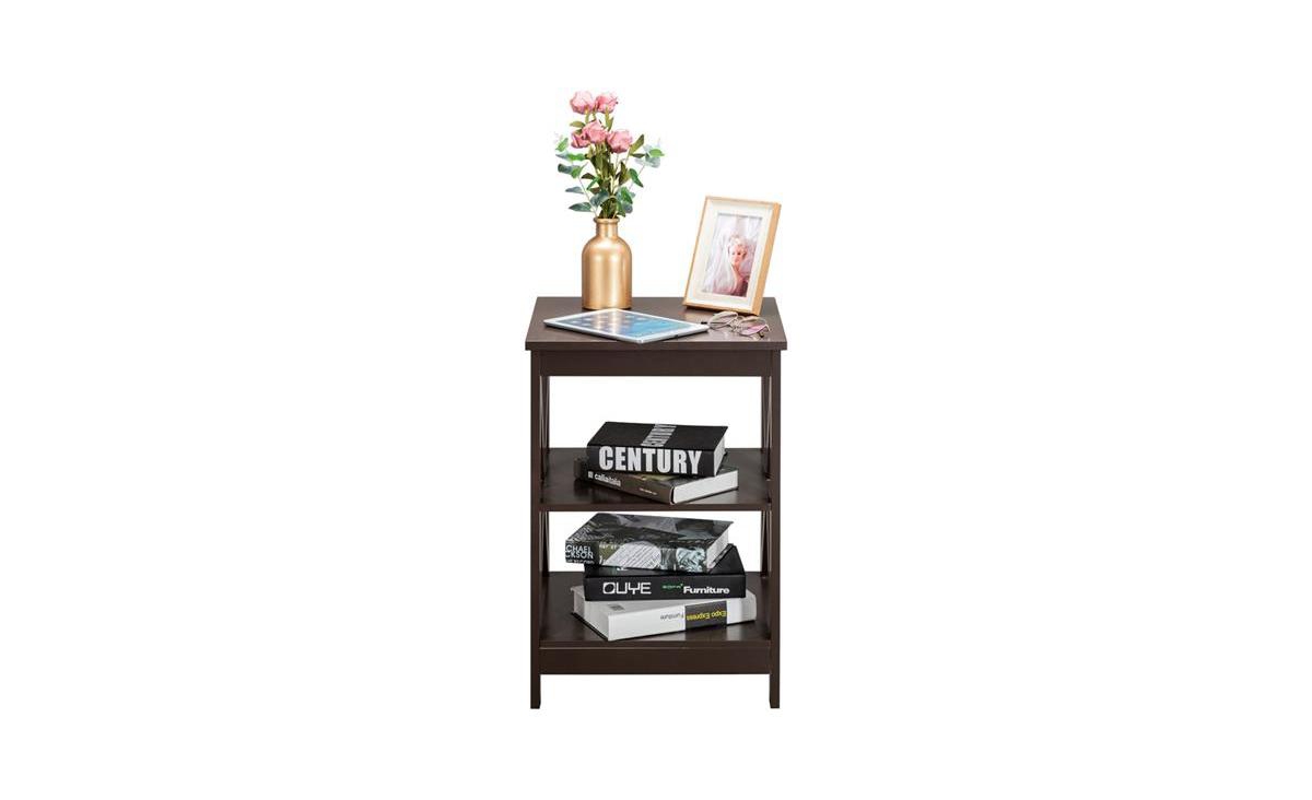 Slickblue Double Cross EdgeTable with Modern Design and Sturdy Construction - Coffee