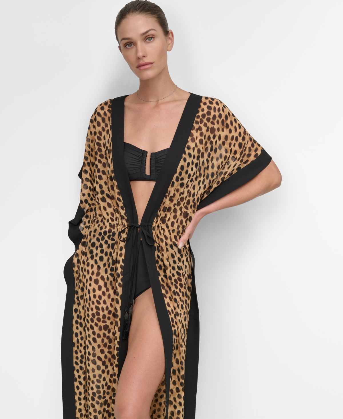DKNY WOMEN'S TIE-FRONT COVER-UP KAFTAN 
