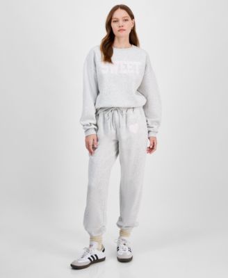 Juniors Embroidered Fleece Sweatshirt Sweatpants