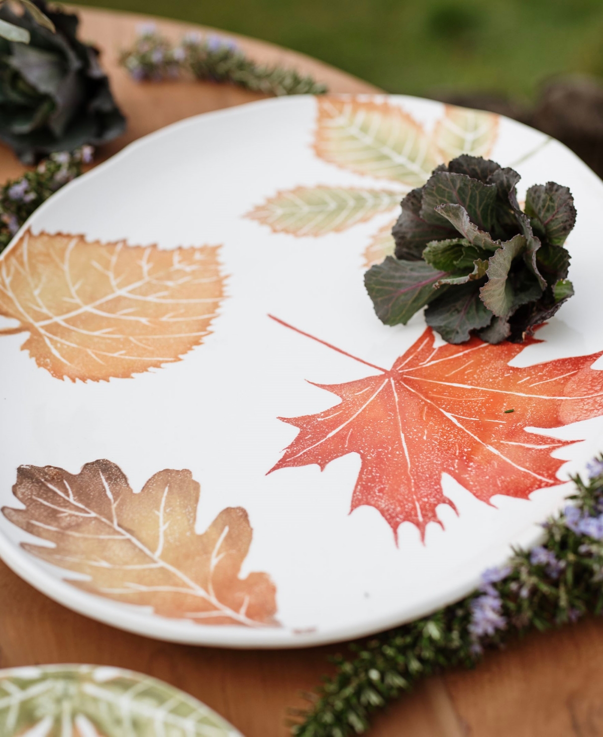 Vietri Autunno Assorted Leaves Large Oval Platter