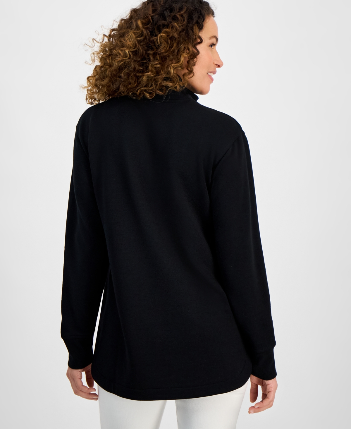 STYLE & CO PETITE YUMMY QUARTER-ZIP LONG-SLEEVE SWEATSHIRT, EXCLUSIVELY AT MACY'S 