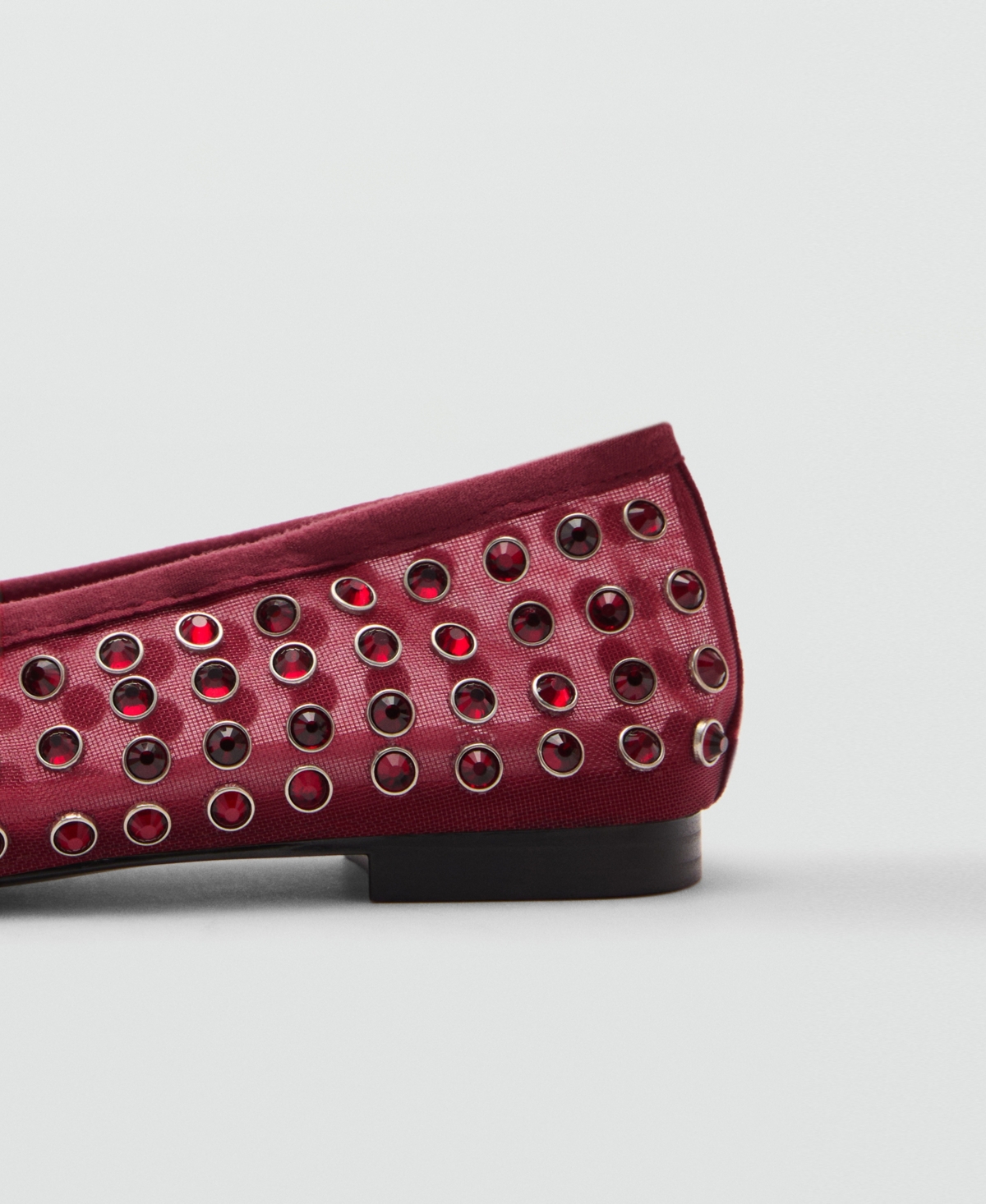 Mango Women's Studded Mesh Ballerina Shoes