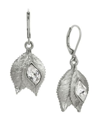 Crystal Leaf Drop Earrings