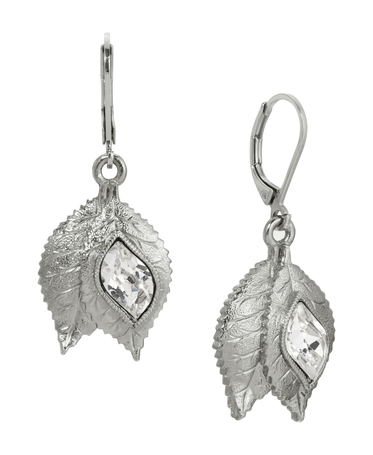 Shop 2028 Crystal Leaf Drop Earrings In Gray
