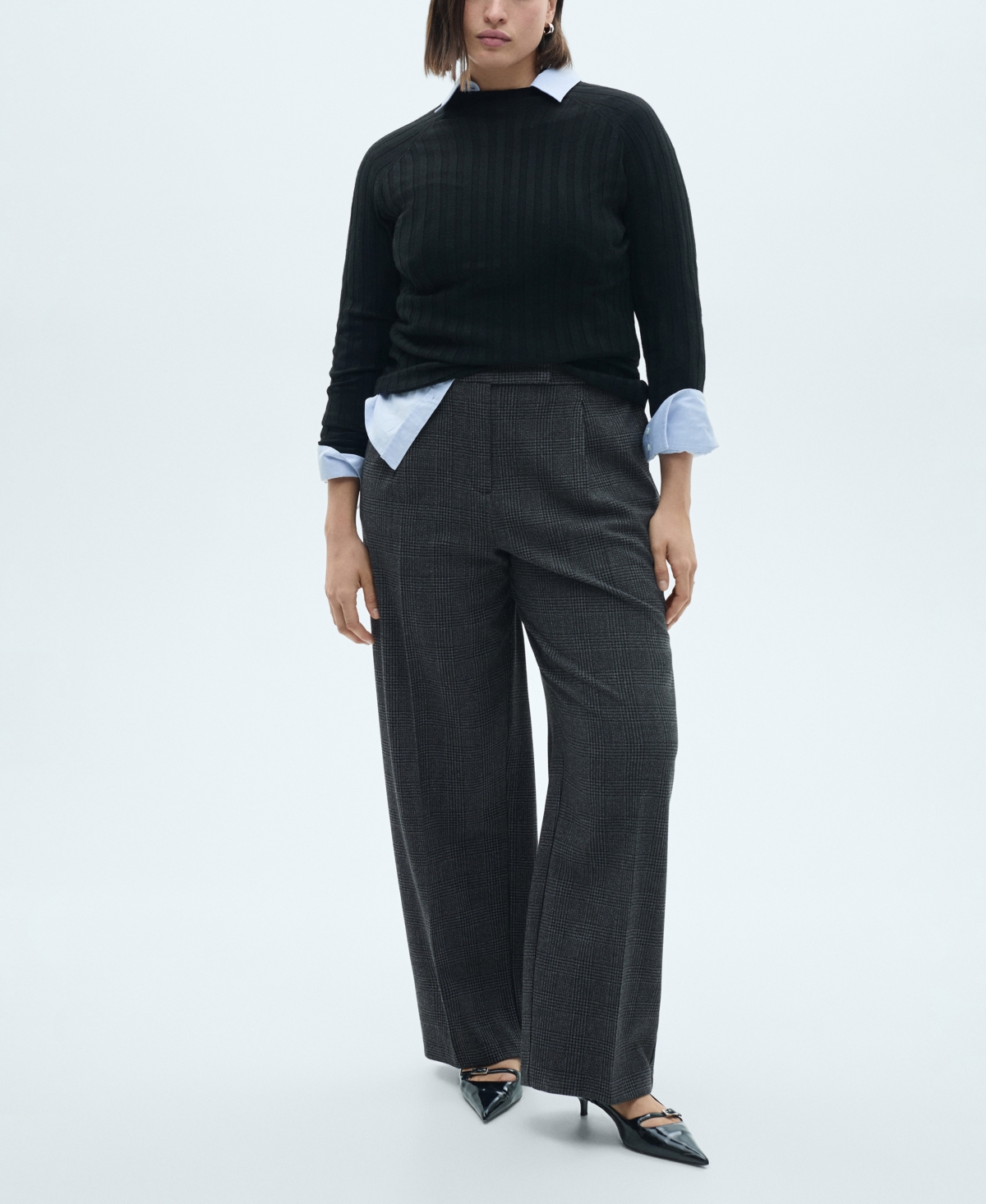 Mango Women's Tweed Straight Pants In Black