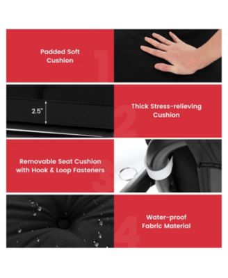 3 Seat Outdoor Porch Swing with Adjustable Canopy-Black