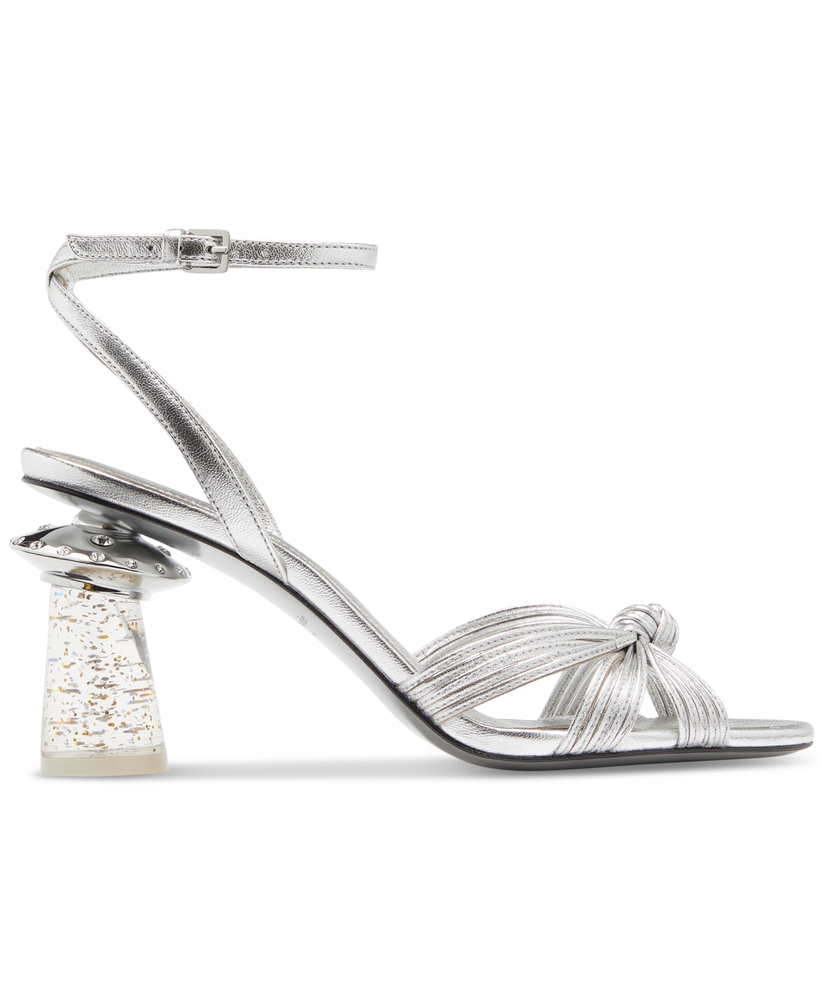 Kate Spade Round-headed High-heeled Sandals In Silver