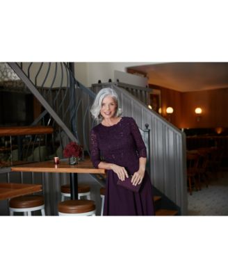 Sequined Lace Contrast Midi Dress